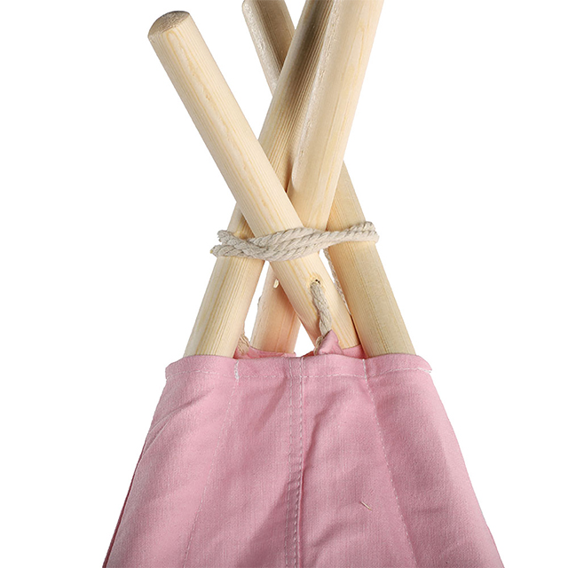 XP-TP064 Pink stripe cotton canvas wooden pole pyramid Tent Kids Teepee, best playhouse for Girls and Boys 