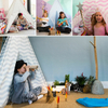XP-TP063 wave stripe pattern kids teepee wigwam, childrens play tent for girls boys,100% Canvas with wooden pole,easy set up with carry bag