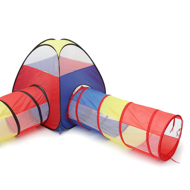 Multicolor Foldable 4 In 1 Indoor Outdoor Safty Kids Pop Up Tents Tunnel And Ball Pit Playhouse Kids Play Tent combo set