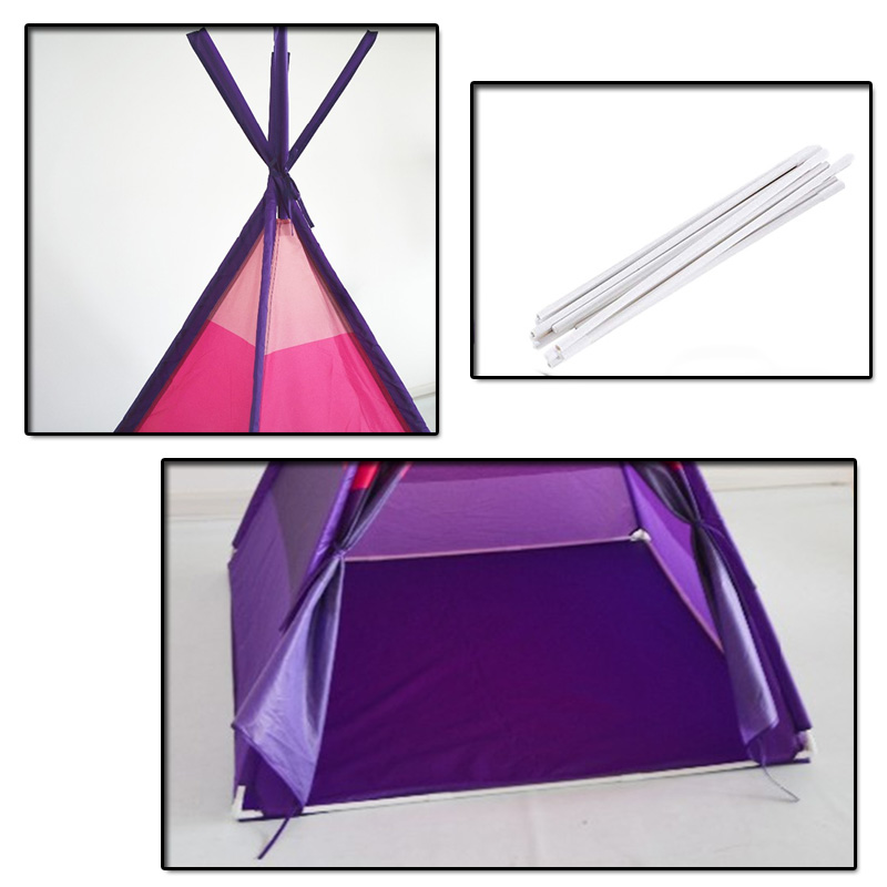 Pink stripe PVC pole sturdy teepee tent for kids with Carry Case, Great gift for girls boys , waterpoof house playtent