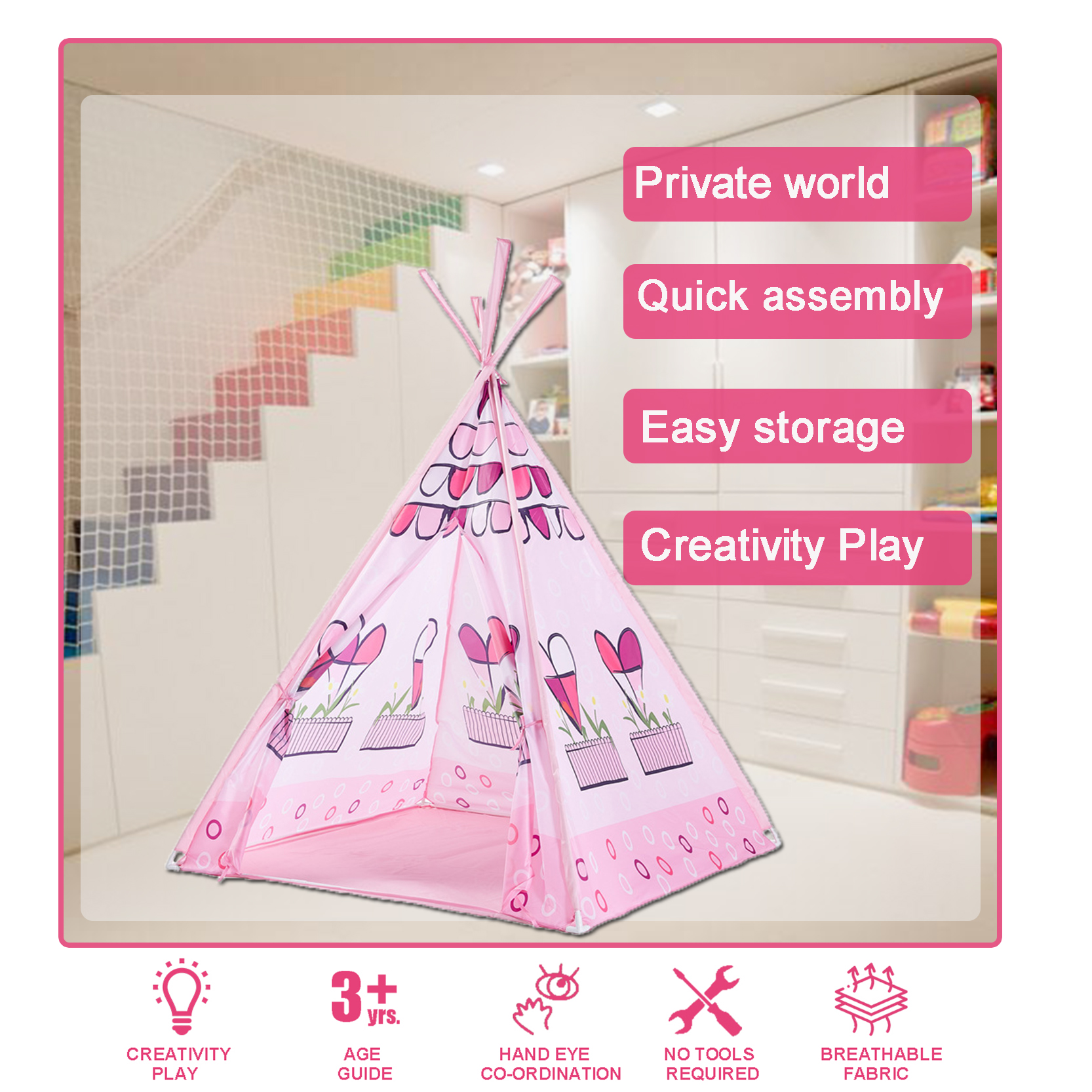 flower kids teepee tent