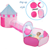 3 in 1 Pink Kids Foldable Indoor Pop Up Play Tent 3pc Combo Set Castle Play House Child Toy Tents