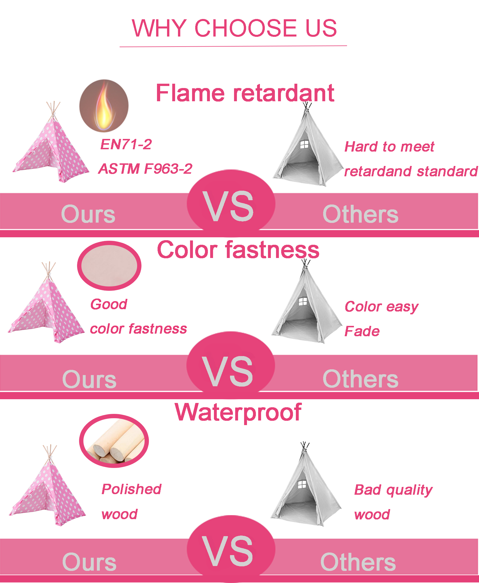pink play teepee for kids