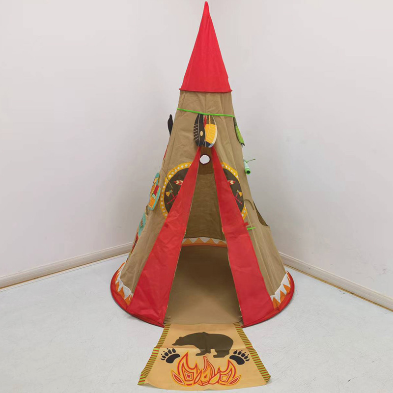 Kids indian teepee tent with carpet portable carry bag accept OEM design