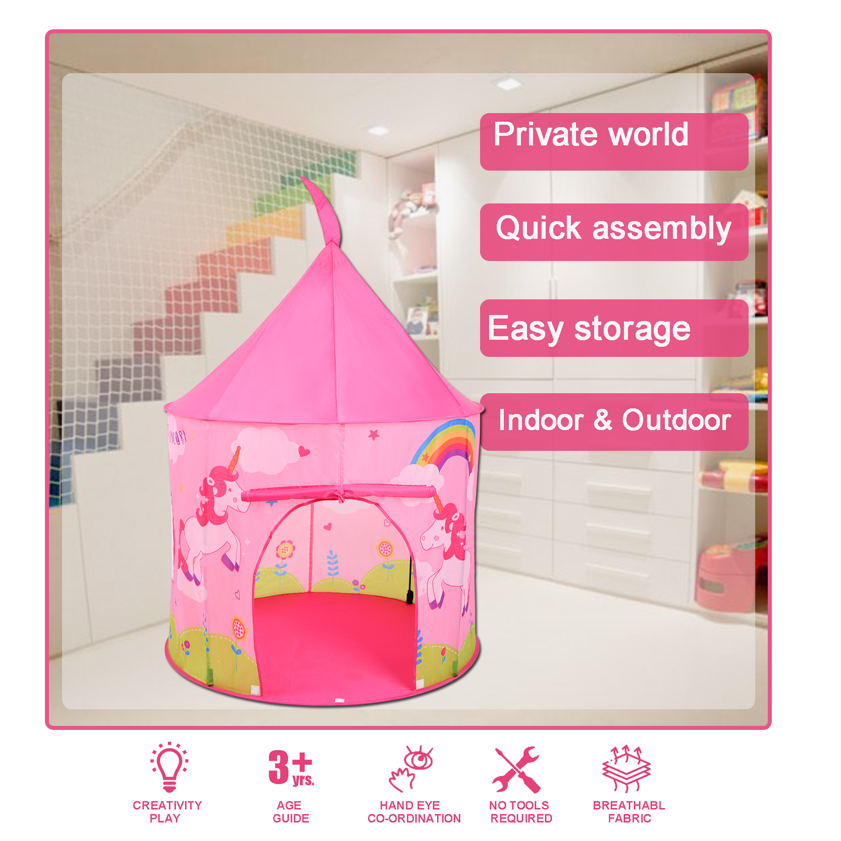 unicorn kids castle tent