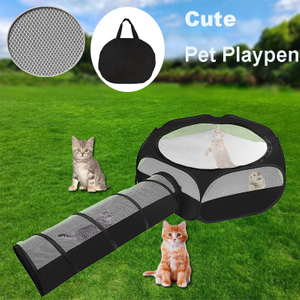  Portable Guinea Pig Playpen Pet Playpen with Double Zippered Connect Tunnel