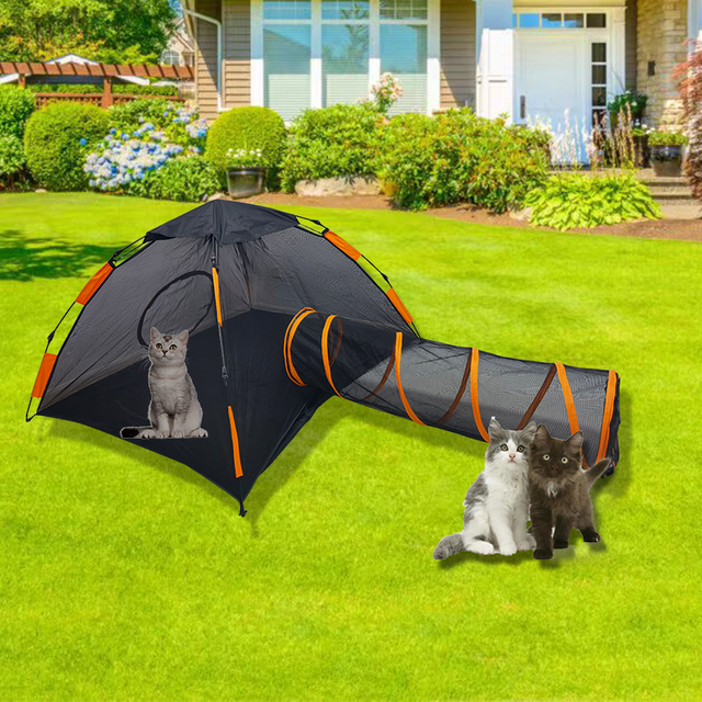 One Touch Automatic Open Outdoor Pet Enclosure Pop Up Cat House Fence for Ferrets Rabbits with Play Tunnel