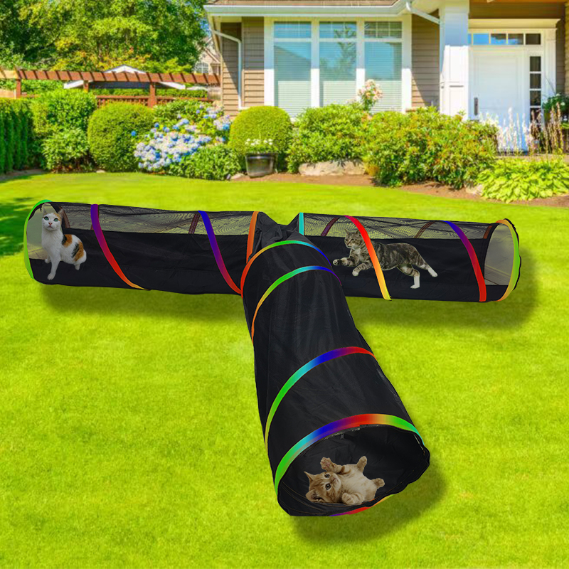 4 in 1 Compound Pet Playpens - 3 Tents & 1 Triangle Tunnel,Portable Pop Up Folding Enclosure Play Houses,for Cat,Kitty,Dog,Puppy,Rabbit