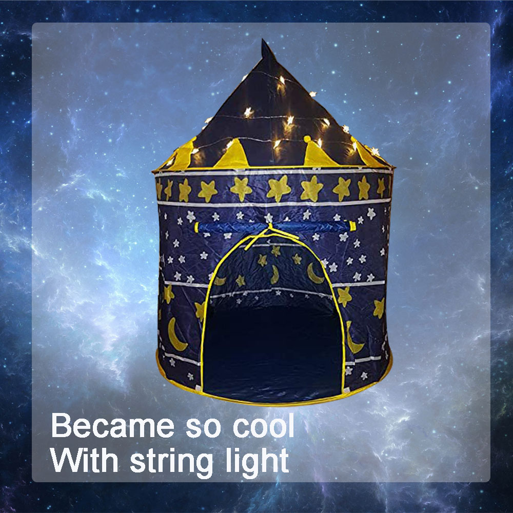 CPT7131 Blue color with yellow Star Moon portable and easy folding high quality cheap price use for indoor outdoor castle play tent
