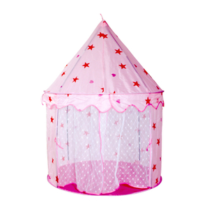 Pink Kids Princess Castle Tent With Star And Mesh Door