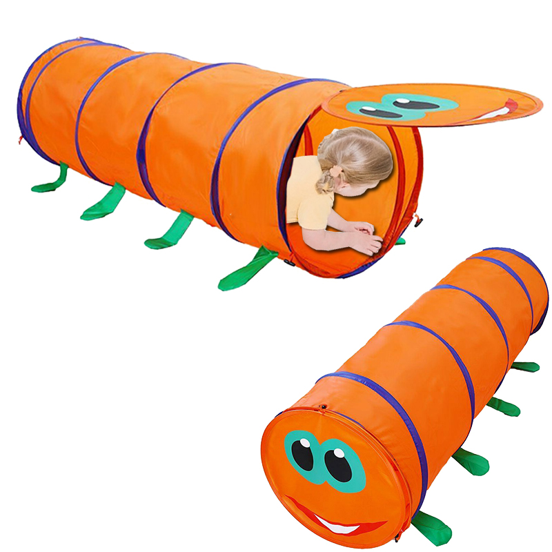 Orange Worm Pop Up Kids Play Tunnel