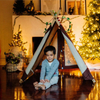 Brown Cotton Canvas Cover, Wooden Pole, Kids Teepee Tent, With two window, Playhouse For Childs