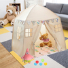 White Easy Set Up Large Cotton Canvas Kids House Shape Square Teepee Tent