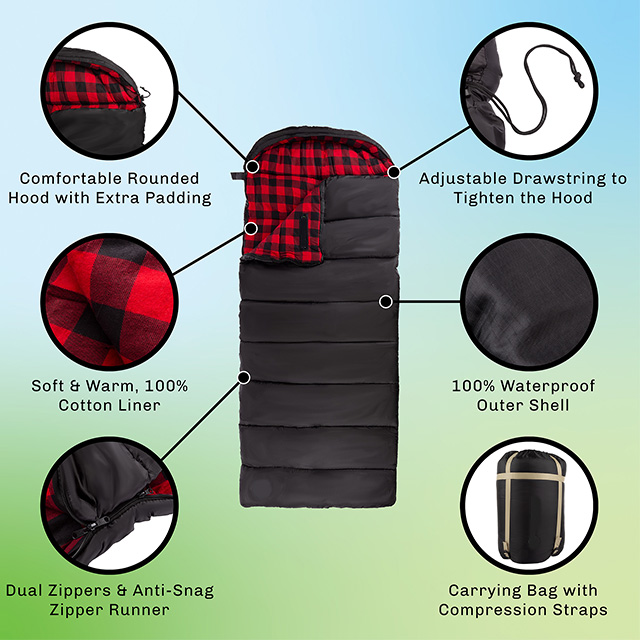 Black,3 Season with Hood ,Waterproof Flame Retardant Promotion Portable Camping Hiking Sleeping Bag