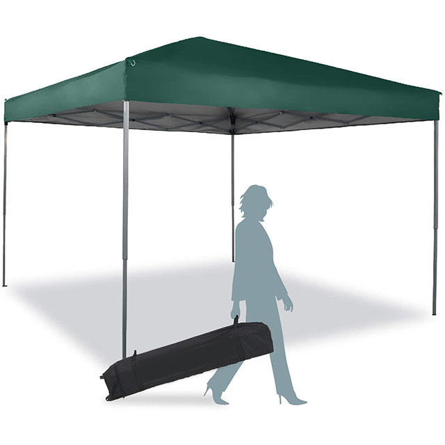 Green Outdoor 10' x 10' Pop Up Canopy Tent,Wheeled Bag Camping Garden Pavilion Pop Up Gazebo Canopy