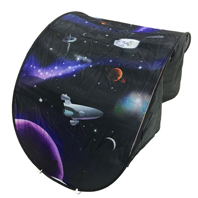 Spaceship Theme Unisex Dream Bed Tent for Kids Boys and Girls, Children's Bed Reading Privacy Canopy w/ Storage Bag