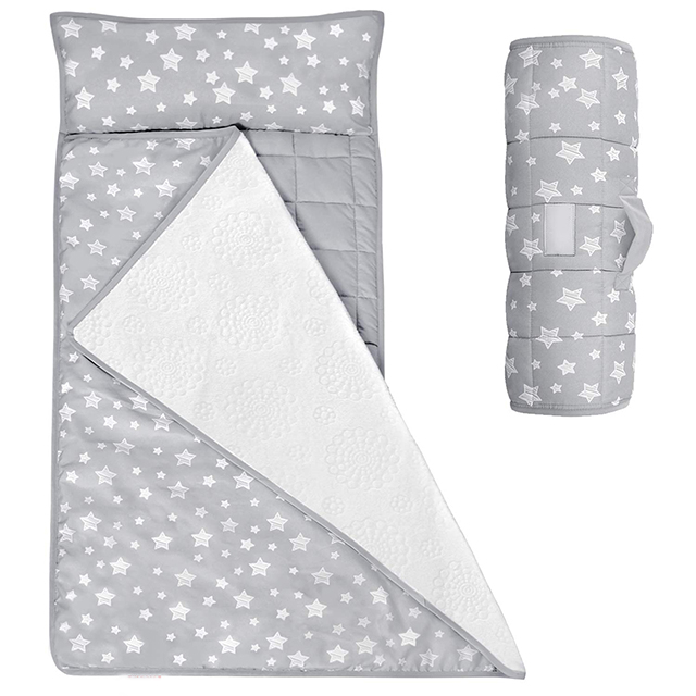 Lightweight Toddler Nap Mat with Removable Pillow and Blanket,Travel Sleeping Bag Boys and Girls
