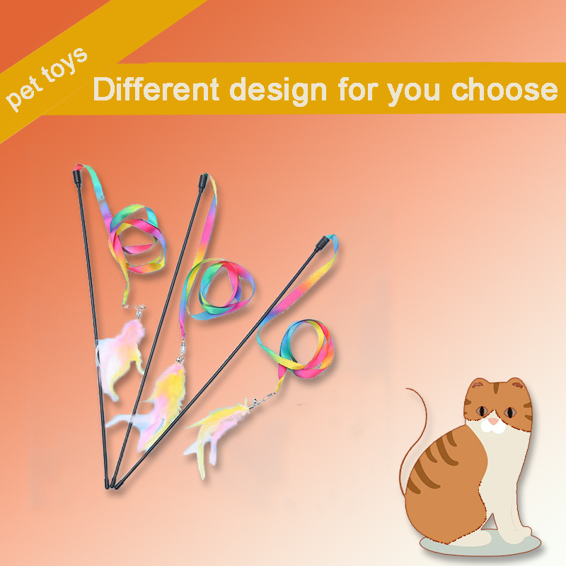 Interactive Cat Rainbow Wand Toys Interactive Cat Teaser Wand String
