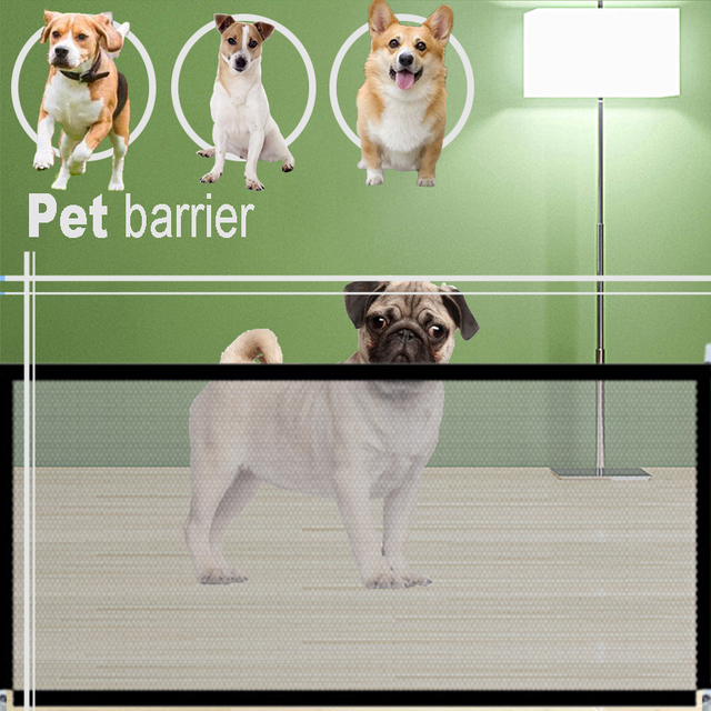 Pet Barrier Fences Portable Folding Breathable Mesh Dog Gate Pet Separation Guard Isolated Fence 