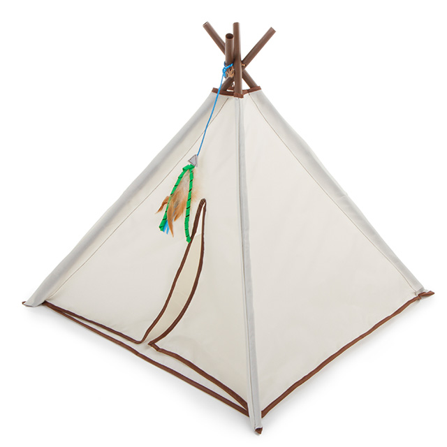 New Design 4 PVC Poles Polyester Material Pet Teepee Tent , Kitty Camp TeePee Cat Toy