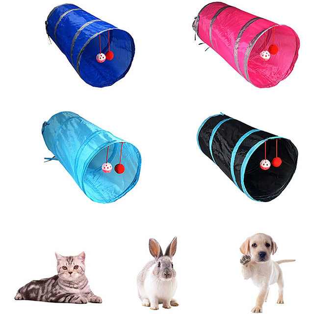 Top selling Use For Cats Kittens Rabbits Puppies Crinkle CollapsibleBlue Short Pet Tunnel for Indoor Outdoor