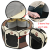 Brown Pet Portable Foldable Playpen Exercise Kennel Dogs Cats Indoor/Outdoor Removable Mesh Shade Cover