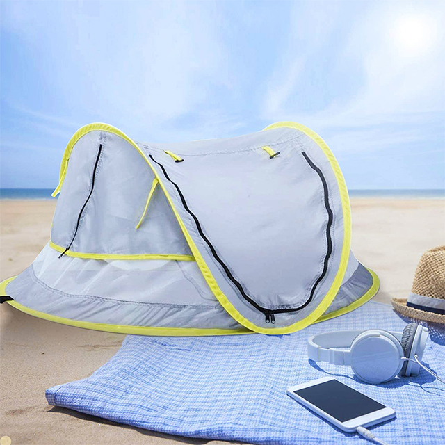 Foldable Baby Beach Tent, Light Weight Baby Travel Bed Tent UPF 50+ Sun Shelters for Infant with PopUp Mosquito Net & 2 Pegs