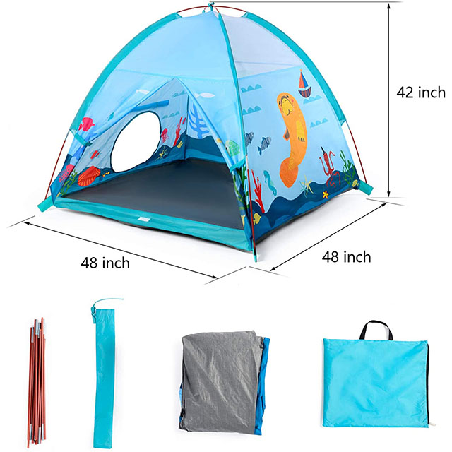 Ocean Theme Play Dome Tent for Kids,Blue Color Playhouse for Kids Indoor Outdoor