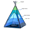 Blue green stripe PVC pole sturdy teepee tent for kids with Carry Case, best playhouse for girls boys