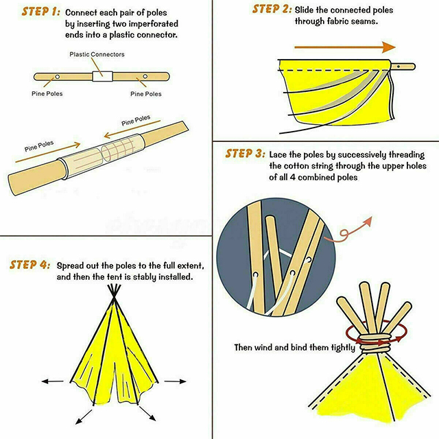 kids tipi assembling