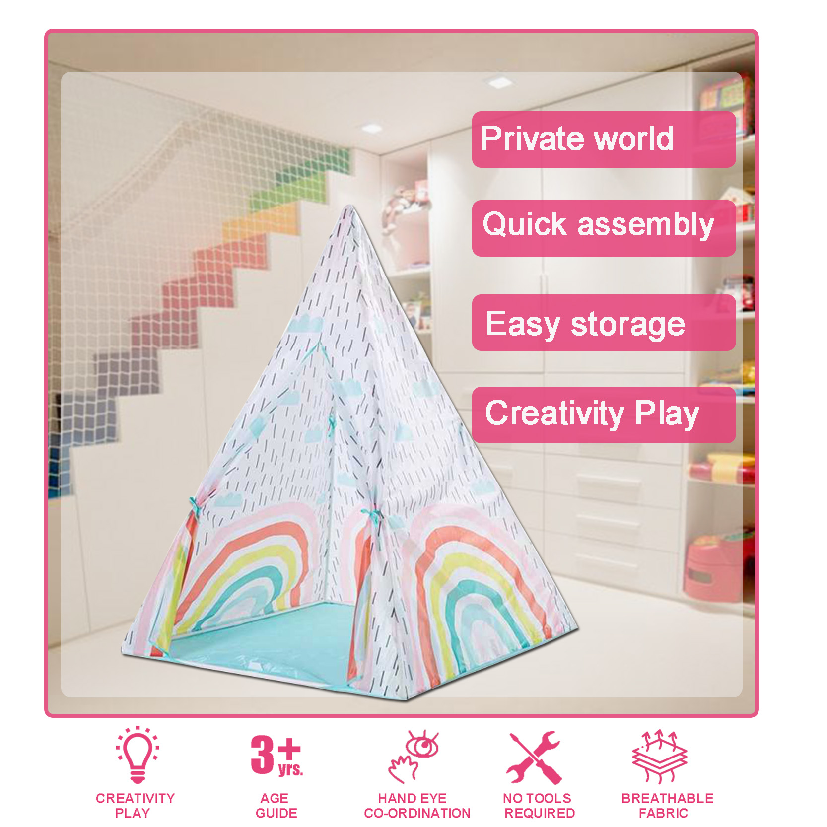 rainbow kids teepee