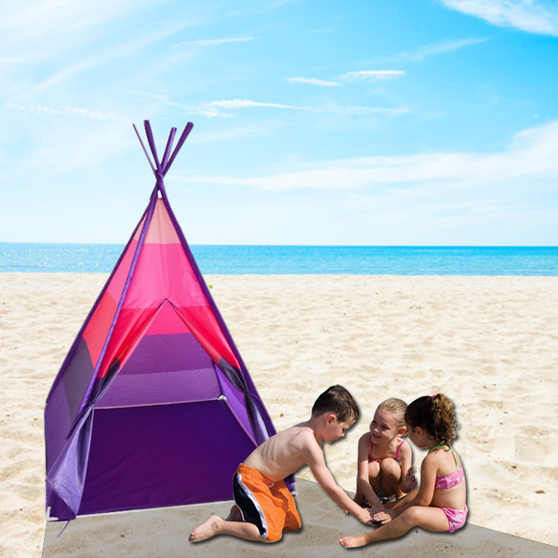 Pink stripe PVC pole sturdy teepee tent for kids with Carry Case, Great gift for girls boys , waterpoof house playtent