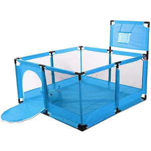 Blue Square Children Baby Playpen Kids Activity Center Fence for Kids with Easy Safety Gate & Basketball Hoop