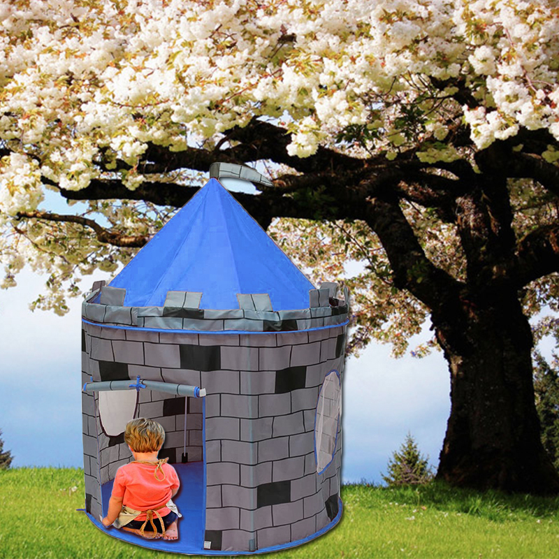 Blue roof with stone Pop Up Foldable high quality cheap price color Customized kids castle tents