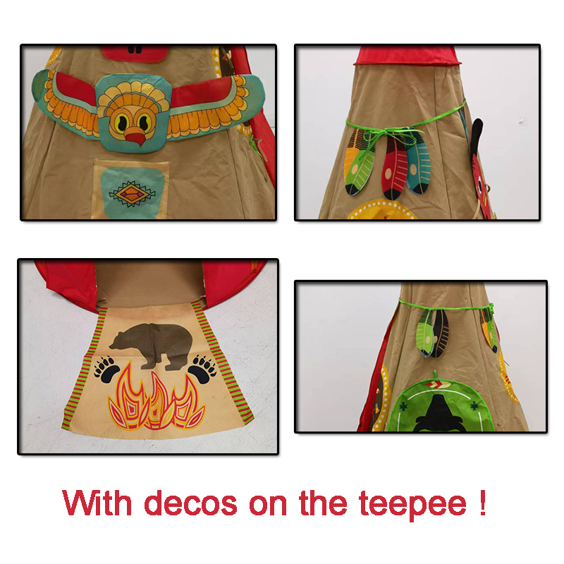 Kids indian teepee tent with carpet portable carry bag accept OEM design