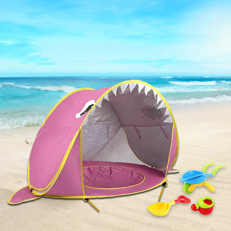 Pink shark beach tent