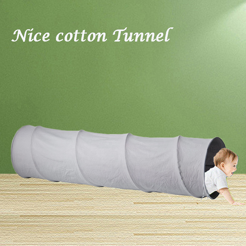 Gray Cotton Kids Foldable Portable Crawling Tunnel play tent Use Indoor OutdoorToddler playpen for interactivity game