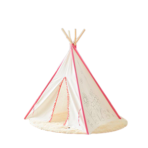 Cute Kids Painting Teepee Tent For Girls Boys Use Indoor Outdoor