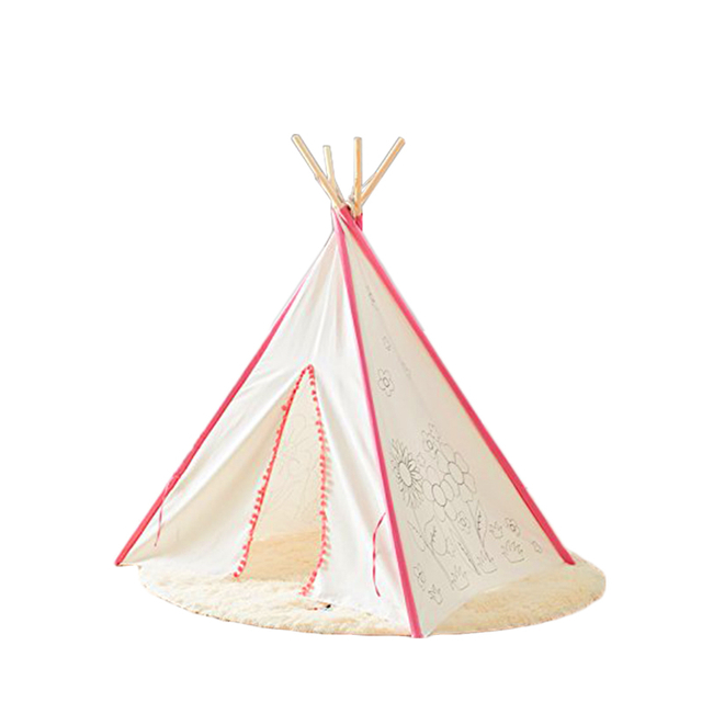 Cute Kids Painting Teepee Tent For Girls Boys Use Indoor Outdoor