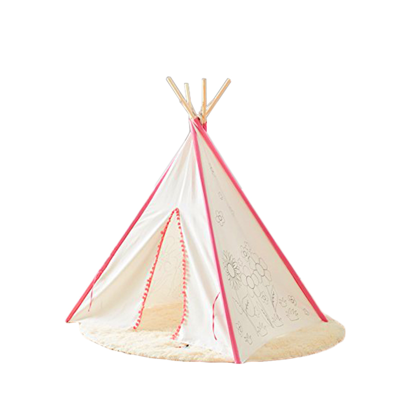 Cute Kids Painting Teepee Tent For Girls Boys Use Indoor Outdoor