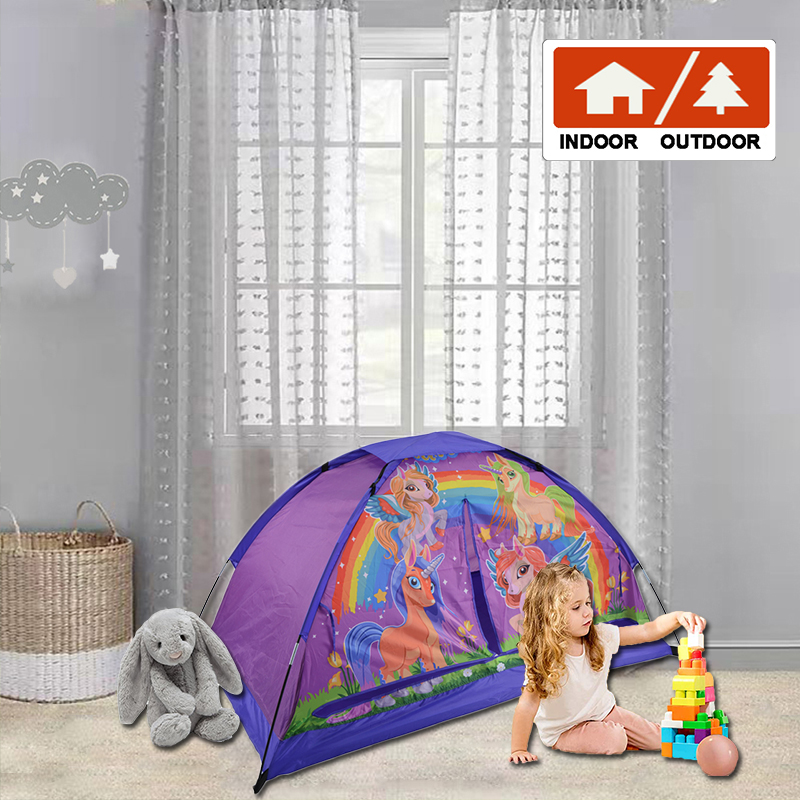 New Design Purple Unicorn Kids Bed Tent Dream Tent Playhouse For Girls Boys 