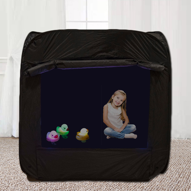 Child's Dark Den Square Pop Up Sensory Space For Autism Girls Boys