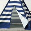 Navy Dark blue stripe kids play tent house cotton canvas children's teepee indian tepee tents with window wooden frame