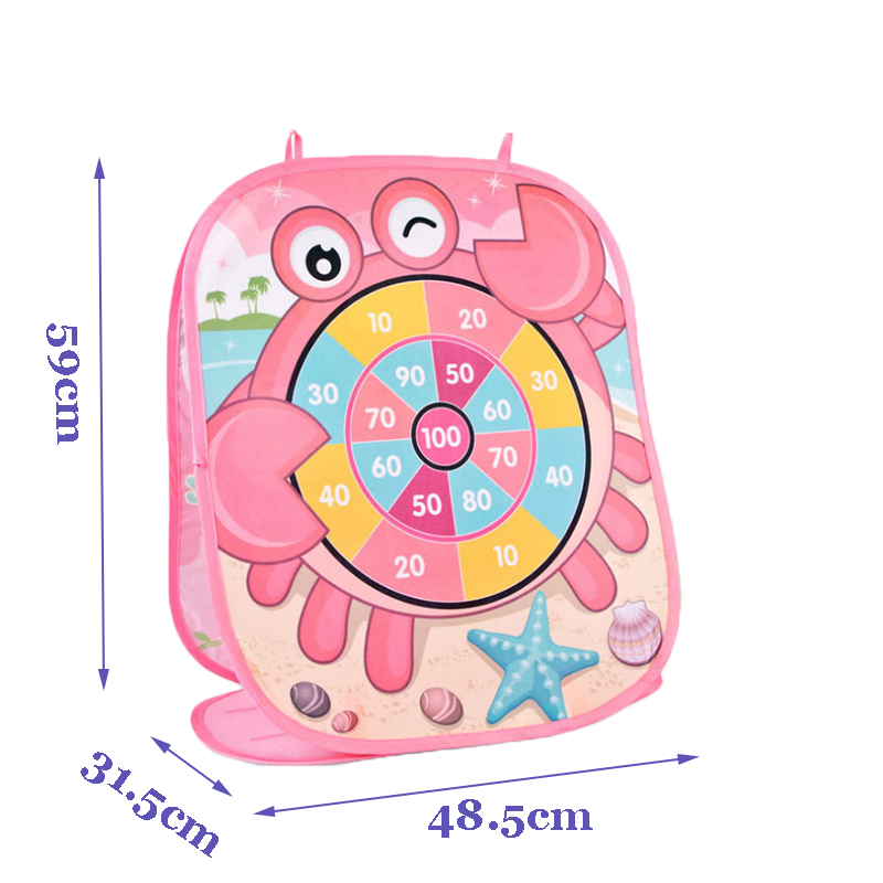 Pink Crab Bean Bag Toss Game Toy Set With Dart Board Toss Bags Easy to Carry 