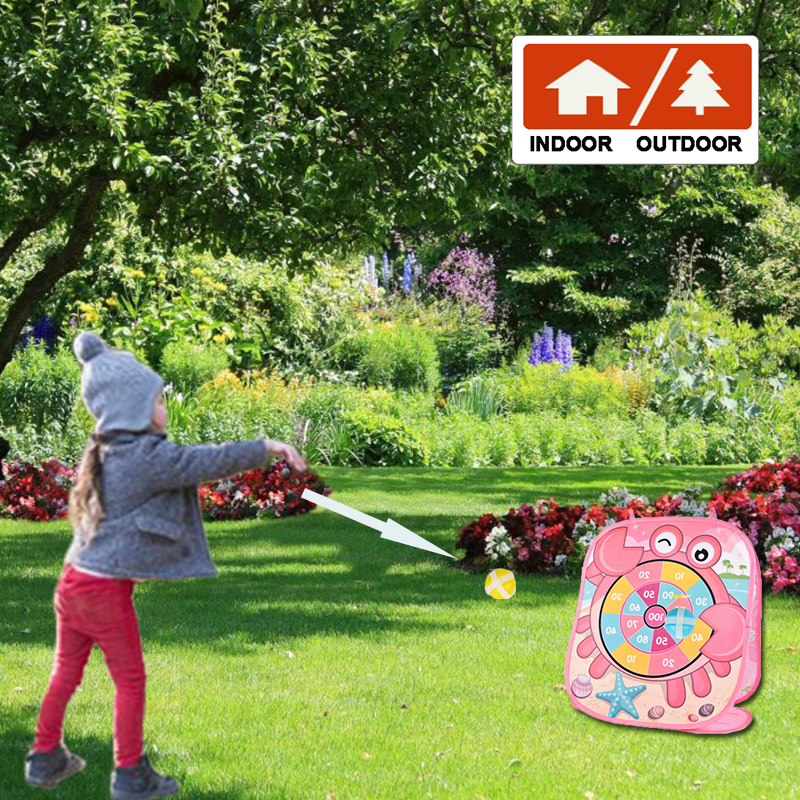 Pink Crab Bean Bag Toss Game Toy Set With Dart Board Toss Bags Easy to Carry 