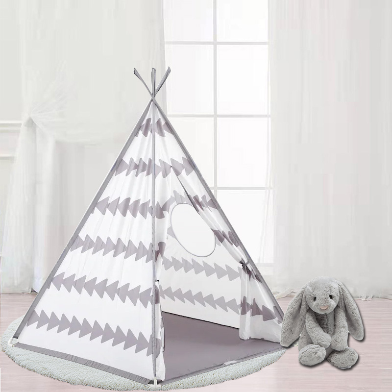 Sweet Grey Teepee Tent With Round Mesh Window