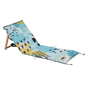 OEM ODM design portable easy foldable summer season wooden frame beach mat, beach lounge chair 