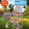 Outdoor Cat Enclosures Cage Tent Pet Play House 3 Levels of Jumping Tower Hexagon Tent With 1 Tunne
