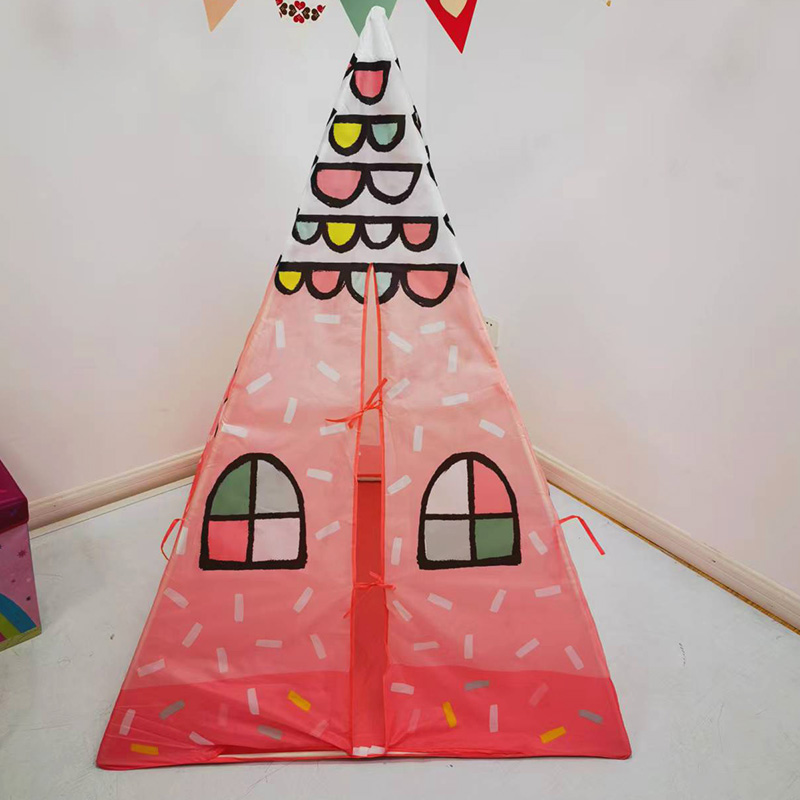 Pink Sweet House Design Kids Play Teepee House Tent With Portable Carry Bag