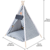 Pet Dog Cat Kitty Teepee House Tent With Soft Pad Wooden Poles Cotton Fabric